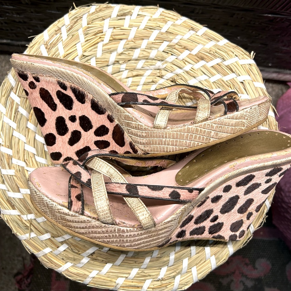 BCBG Girls- PINK CoW Print Wedges